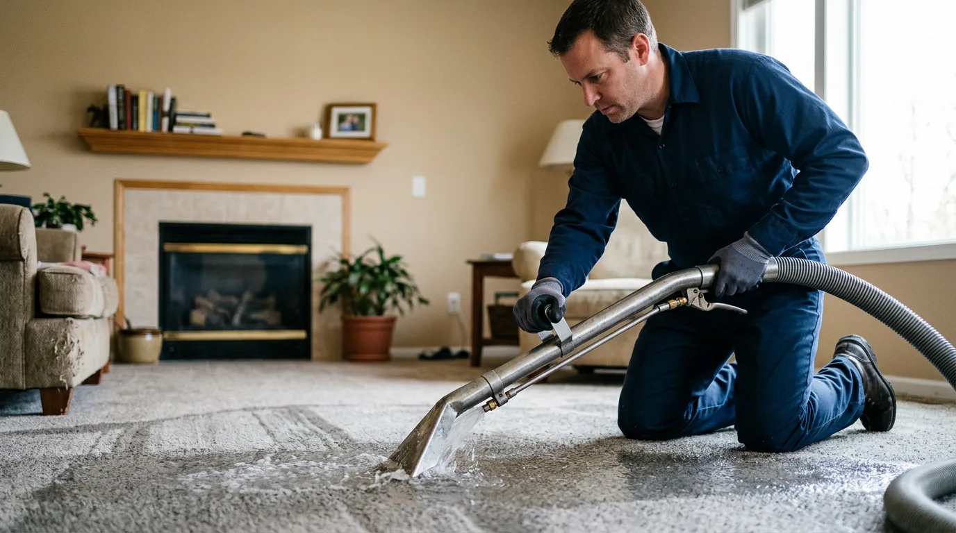 Water damage restoration technician working near Sebewaing, MI